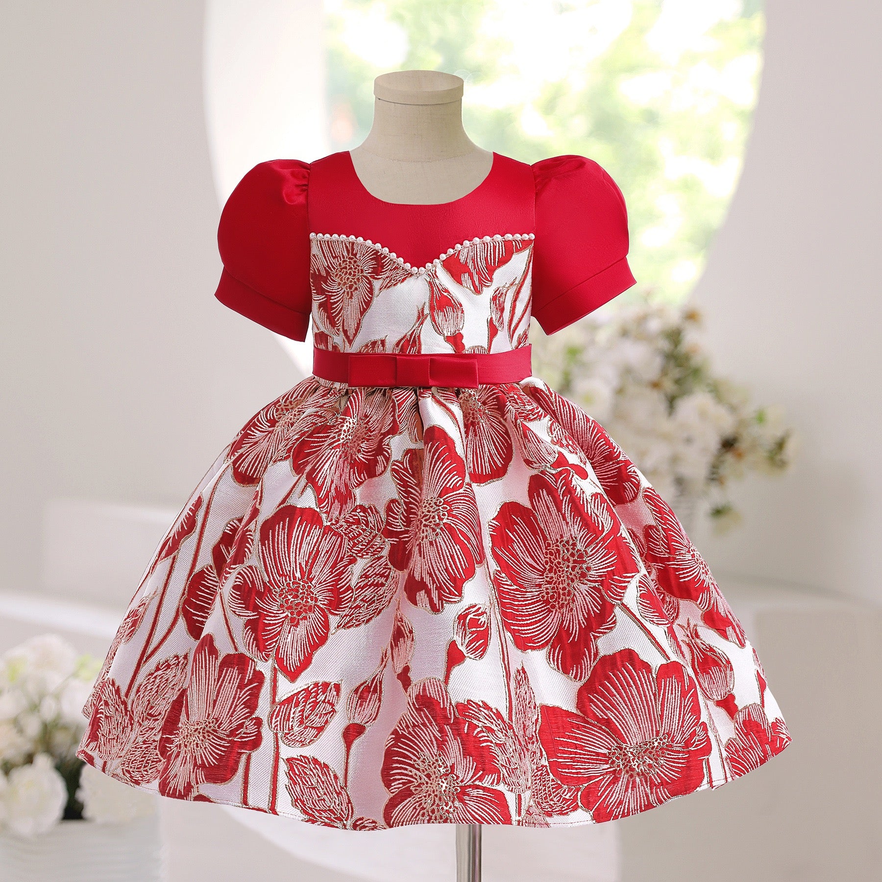 Girls dress 2022 foreign trade Satin red children s dress children s star Sequin princess dress new year dress dress dress My Little Whale Kids Fashion Boutique