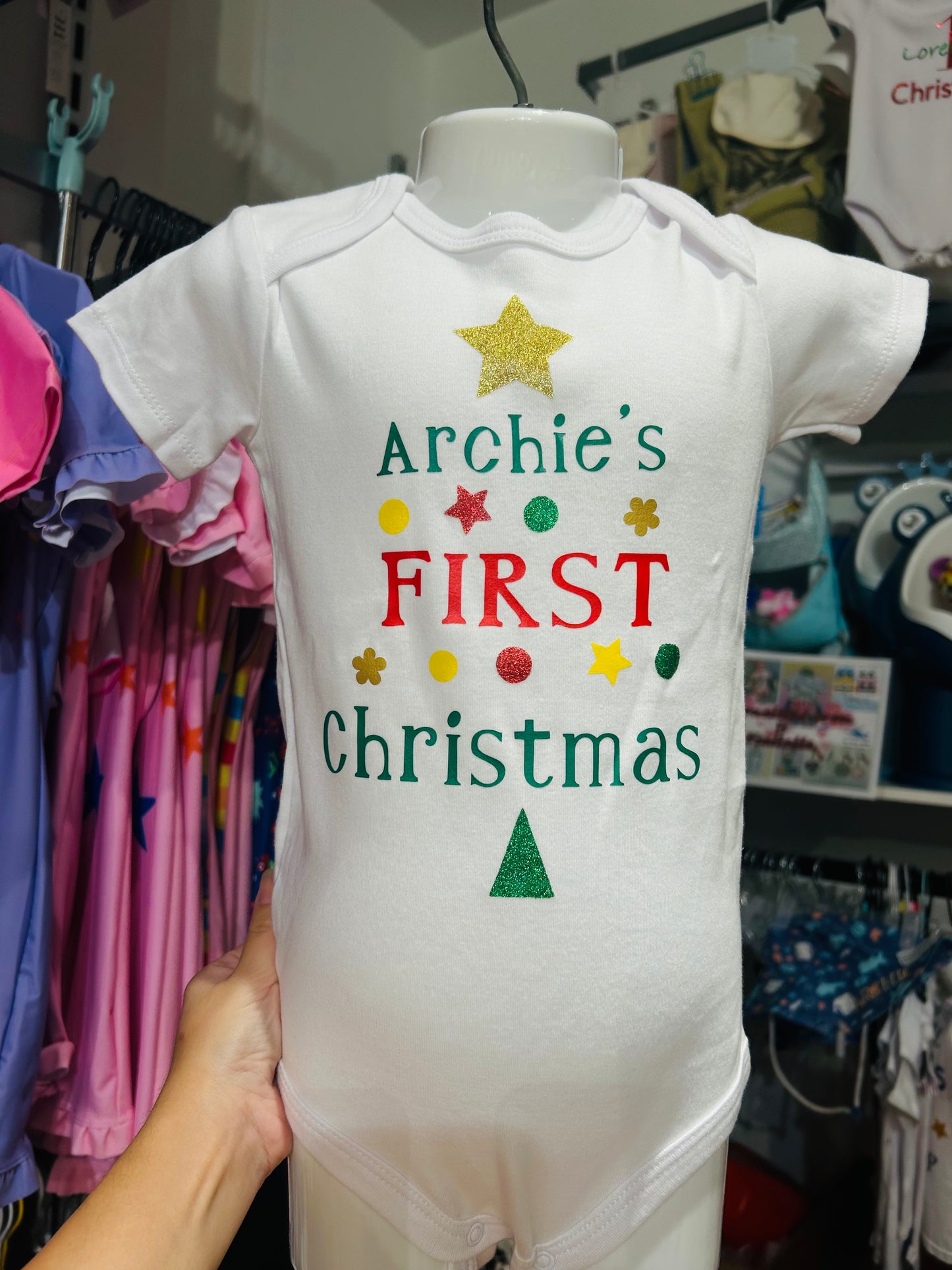 Whale Design First Xmas tree Jumpsuit boy girl adult ONLY top