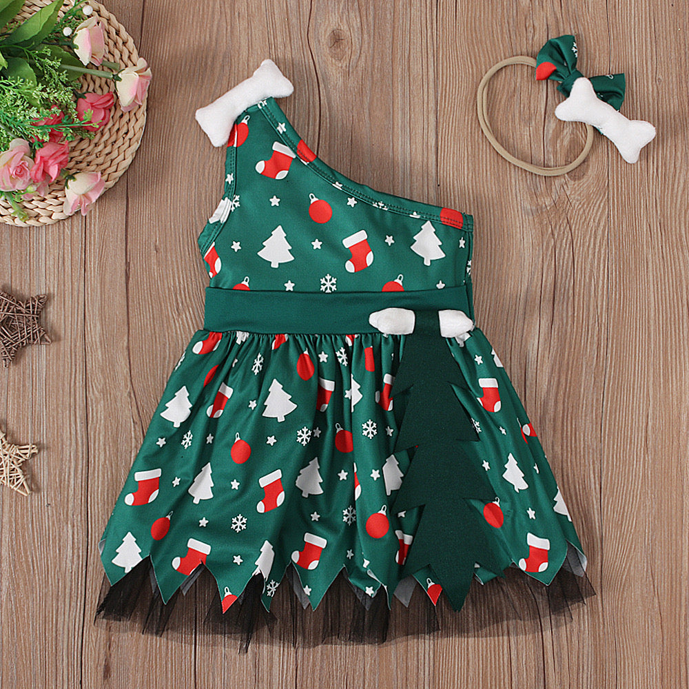 New Girl Christmas pretty dress Green