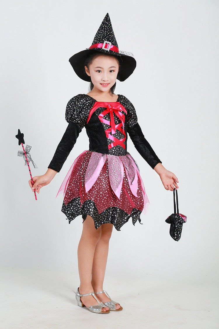 Sale Kids Girl Halloween Shining Witch Pink Dress