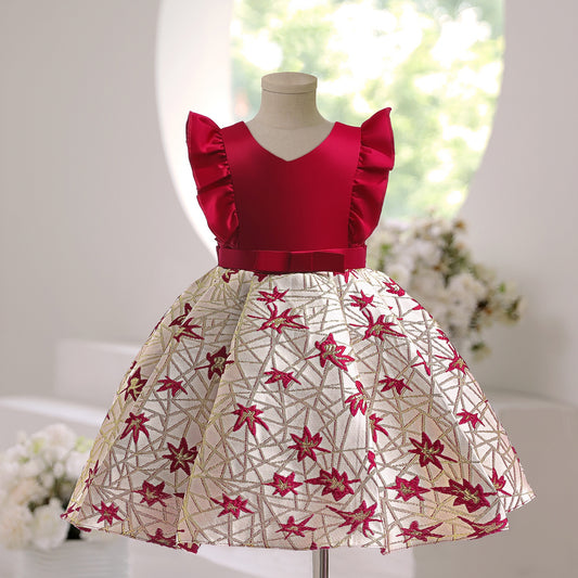 Toddler/ Kids Girl Red star princess dress Party Dress