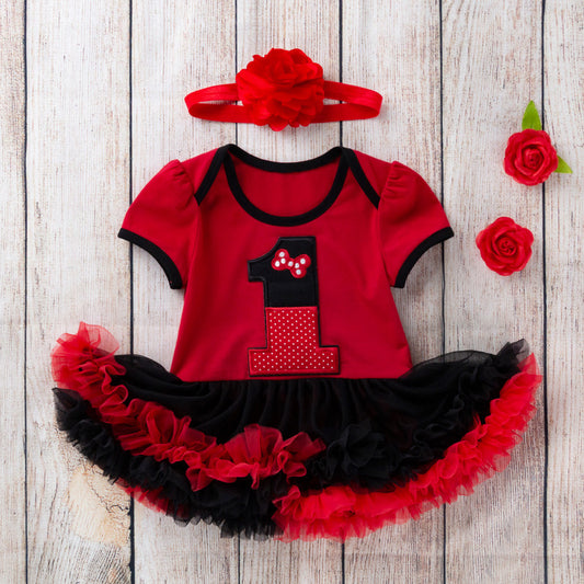 Girl One year old Red Mickey tutu style