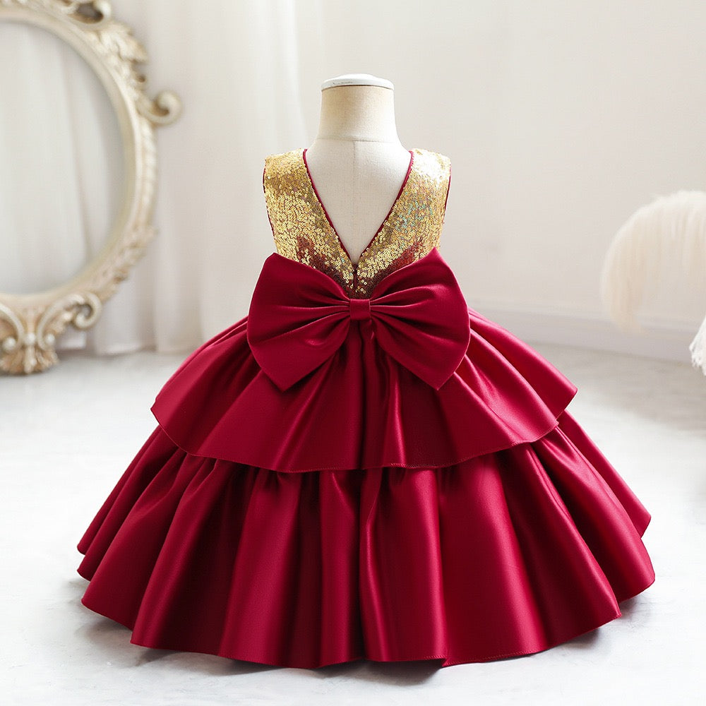 Kids Girl Glitter Red Formal dress Party dress sleeveless