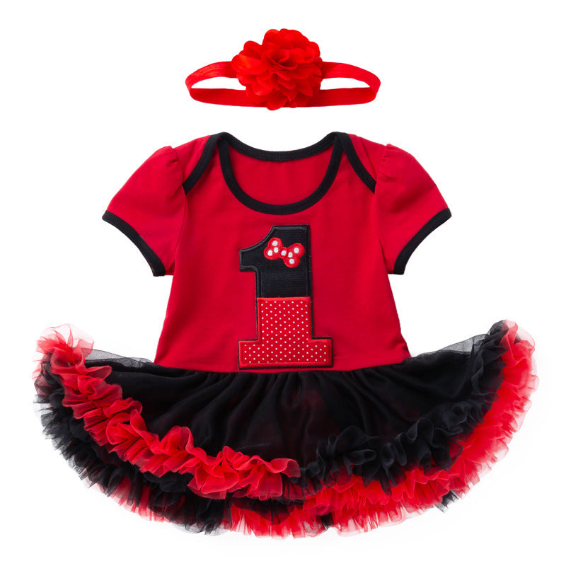 Girl One year old Red Mickey tutu style