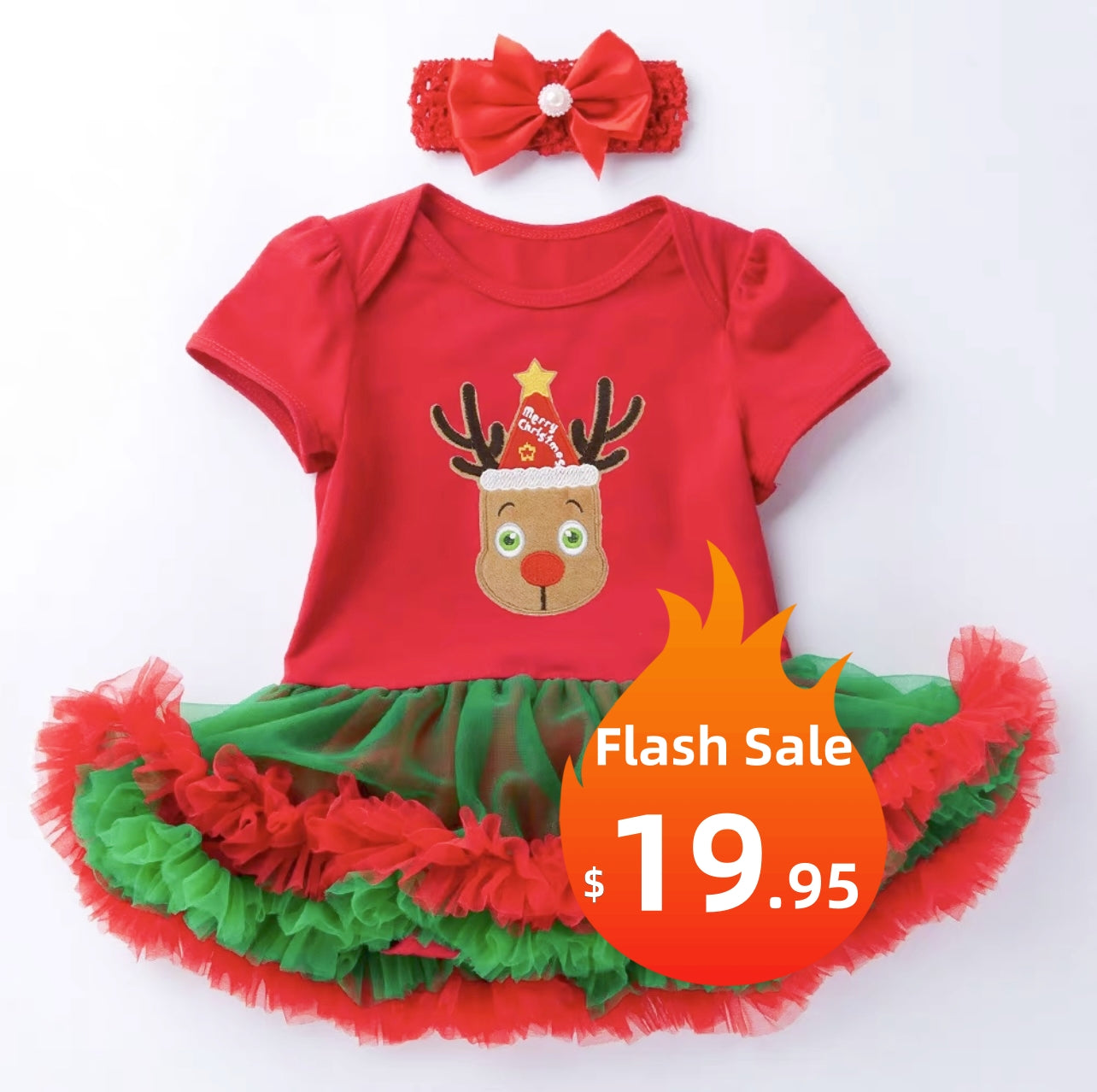 Sale Little Girl Christmas Reindeer Tutu style Set red