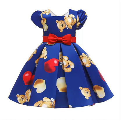 Toddler/ Kids Girl bear princess dress Party Dress blue Sale