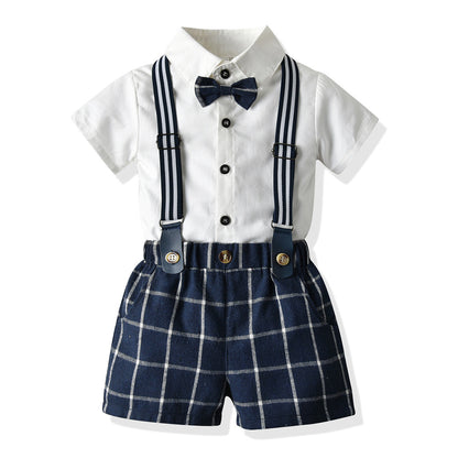 Baby Kids boy plaid shorts party set formal set 2024