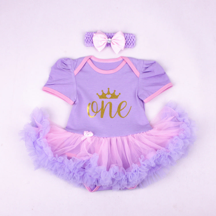 Girl One year old Purple birthday Dress tutu style