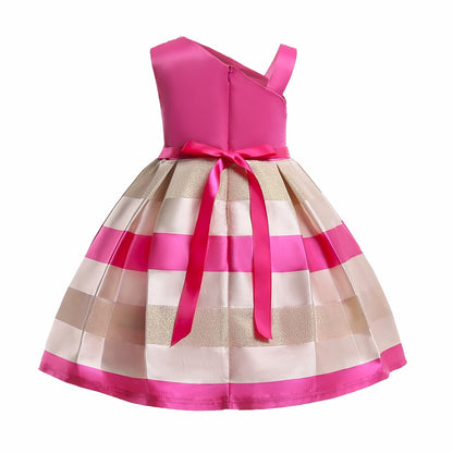 Kids Girl Rose Pink Fashion Party dress with little flowers