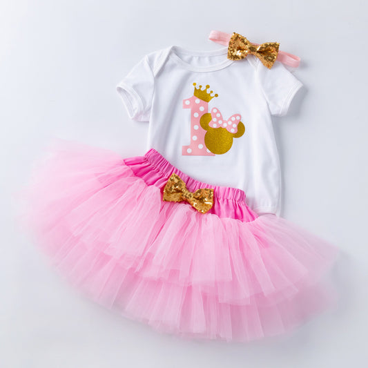 Girl One year old Mickey Pink tutu style