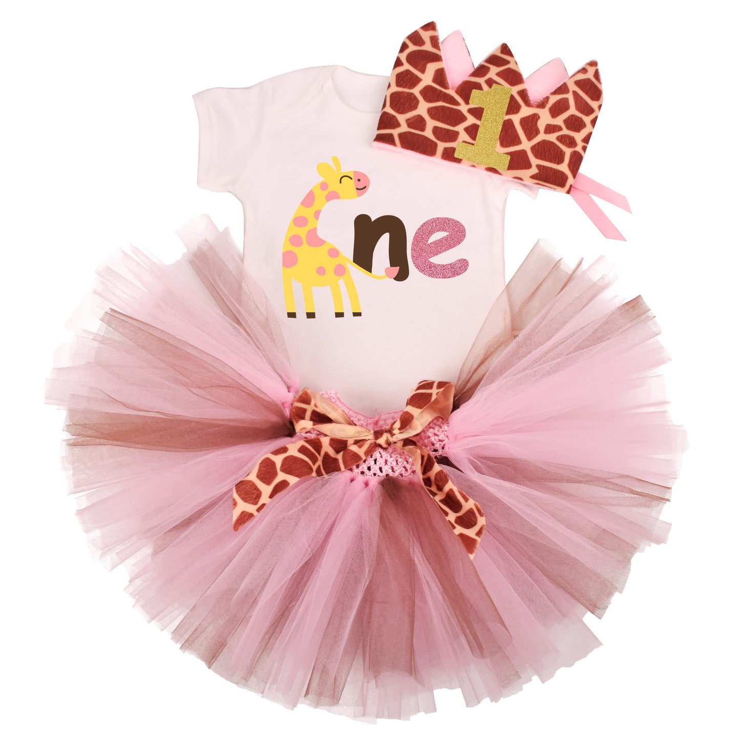 Girl One year old Giraffe birthday Dress tutu style