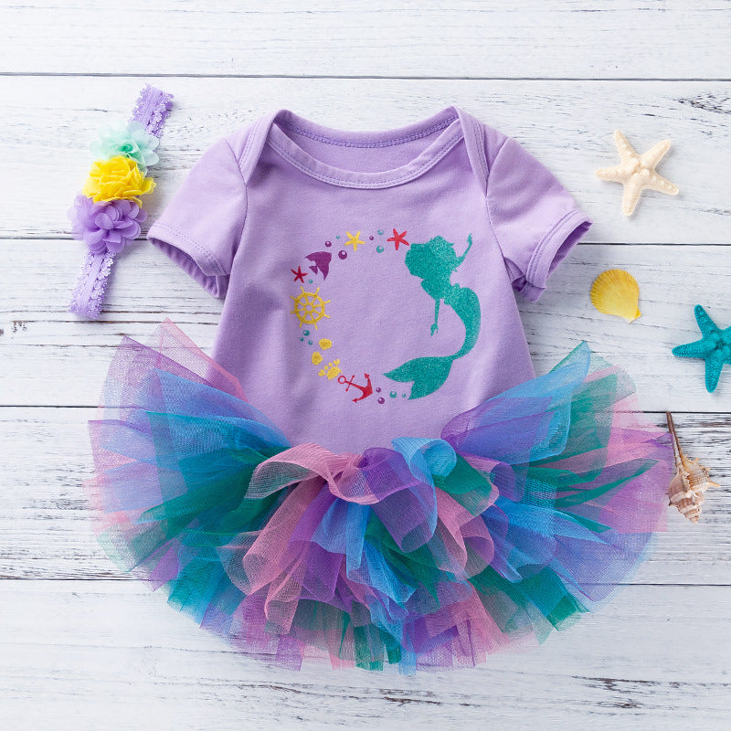 Baby Girl new born mermaid Purple Dress tutu style personalized number for you