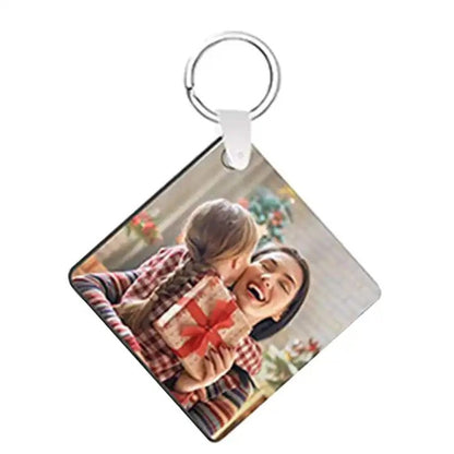 Whale Design Key Ring wooden with photos two sides