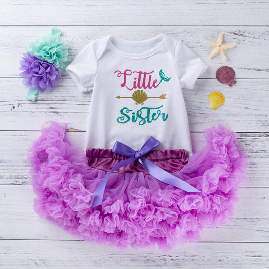 Baby Girl new born Little Sisiter Purple Dress tutu style