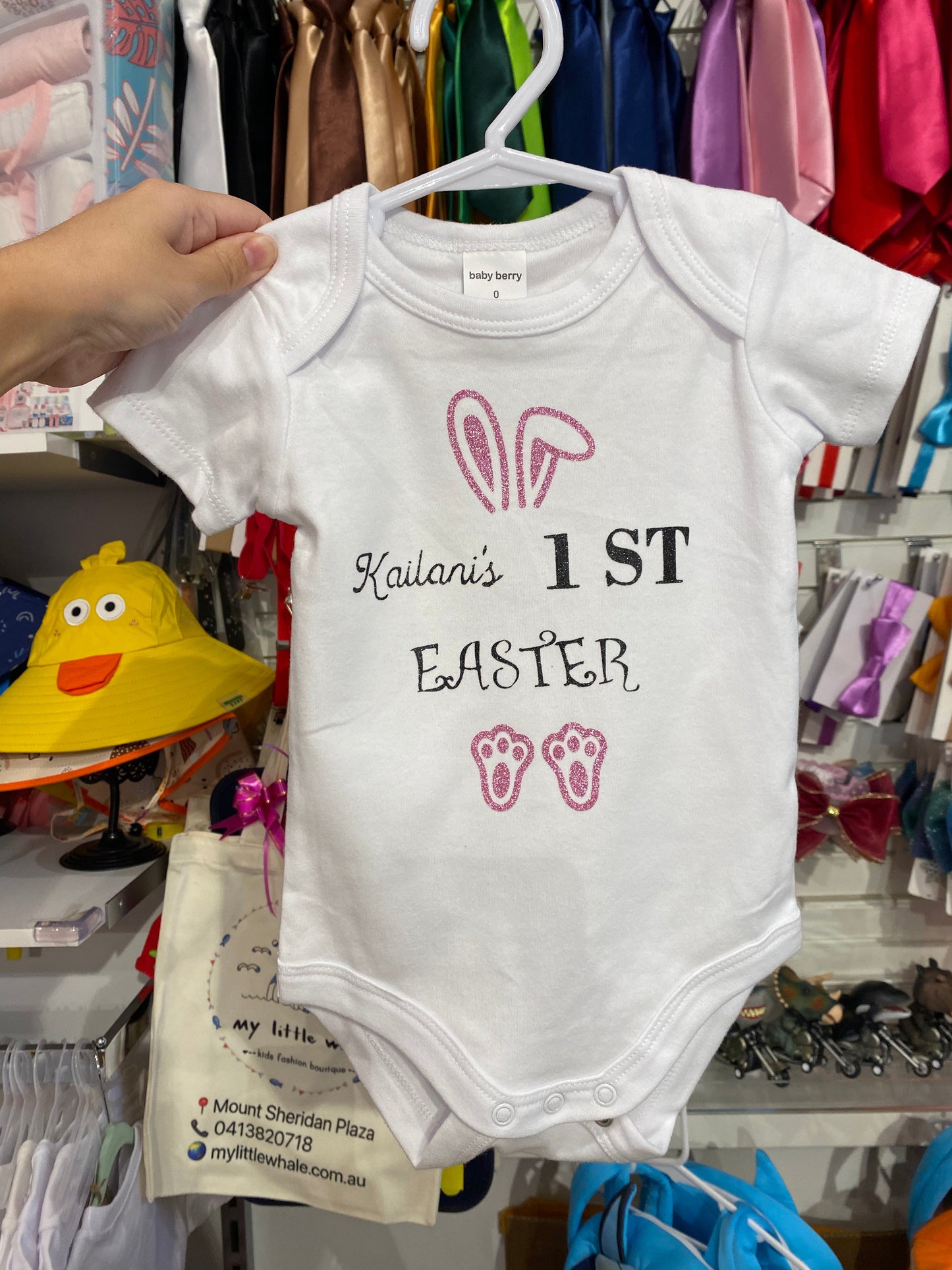 Whale Design My 1st Easter Jumpsuit shirts.pink