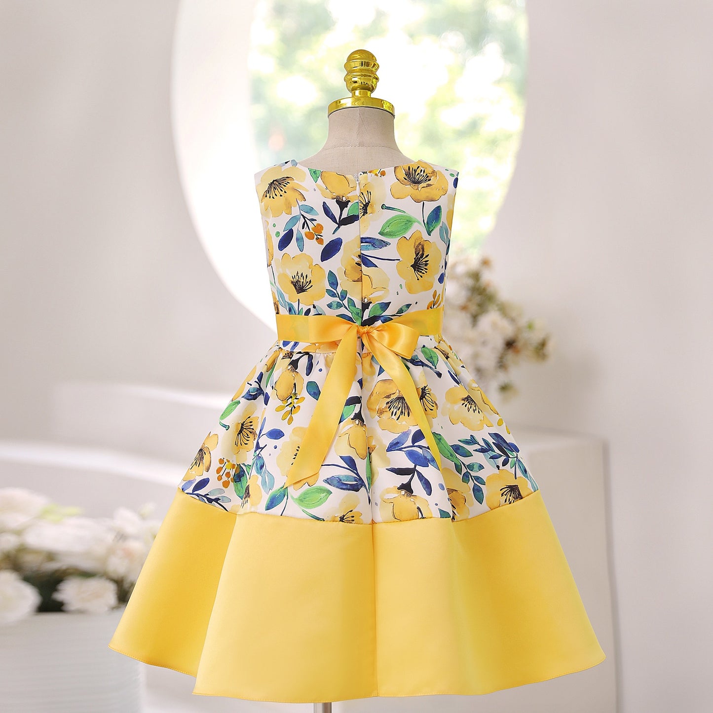 Toddler/ Kids Girl Yellow Party Princess Dress fluffy dress sleeveles