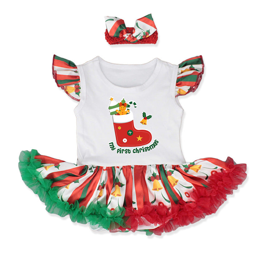 New Little Girl My First Christmas Tutu style Set WHITE