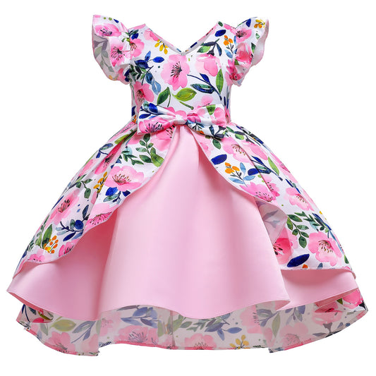 Toddler/ Kids Girl Flower pink Party Dress Princess Dress