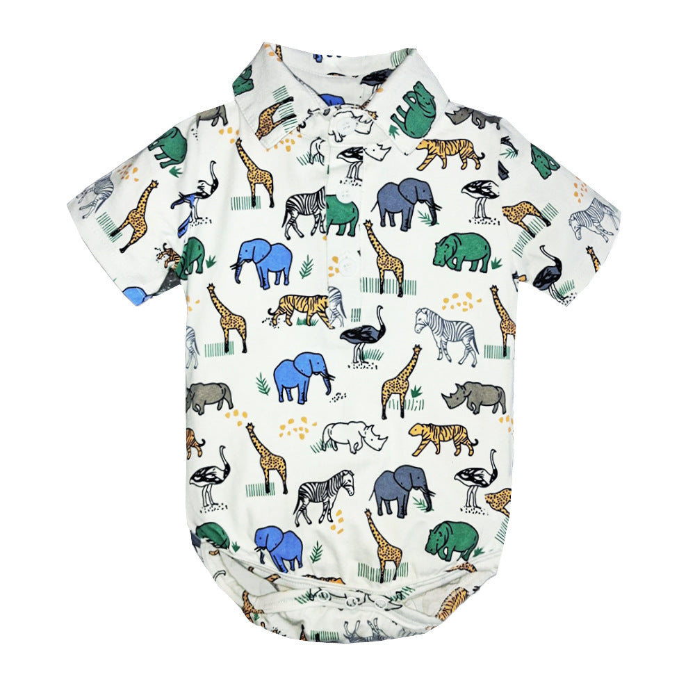 Kids boy Animals printed party set formal set baby with hat 2024