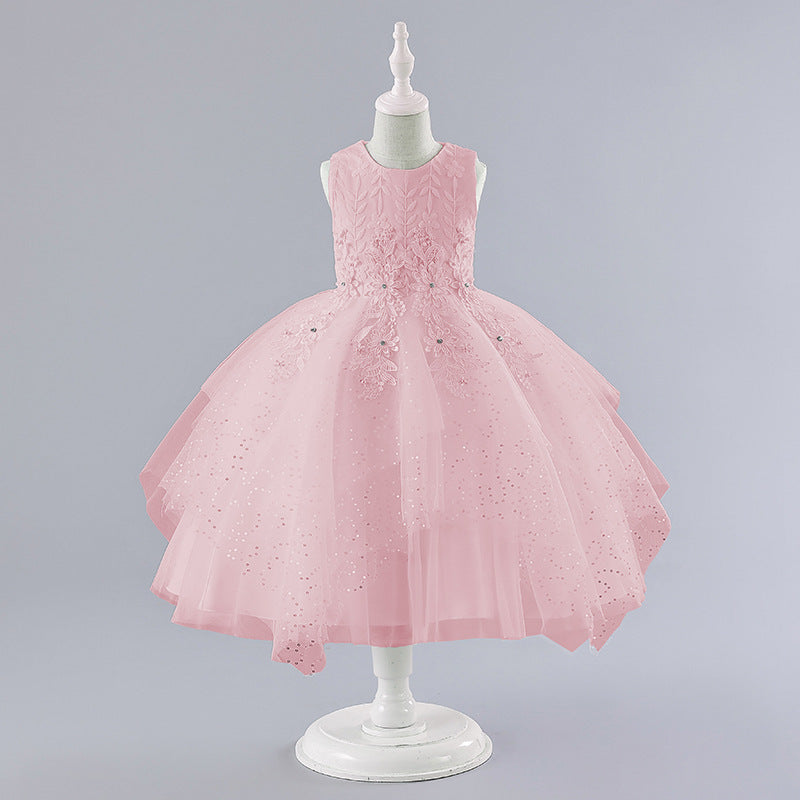 Kids Girl Pink Glitter Fashion Party dress sleeveless