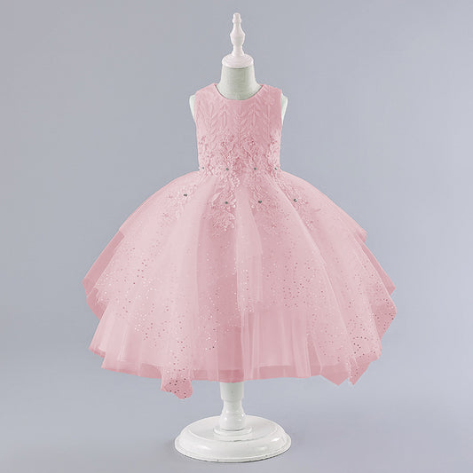 Kids Girl Pink Glitter Fashion Party dress sleeveless