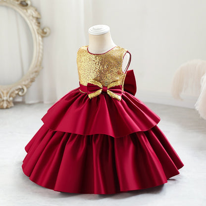 Kids Girl Glitter Red Formal dress Party dress sleeveless