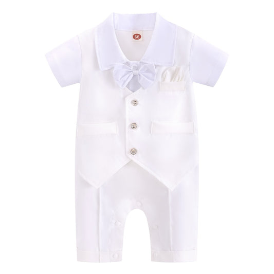 Kids baby boy Christian Plain White Onesie formal set 2024