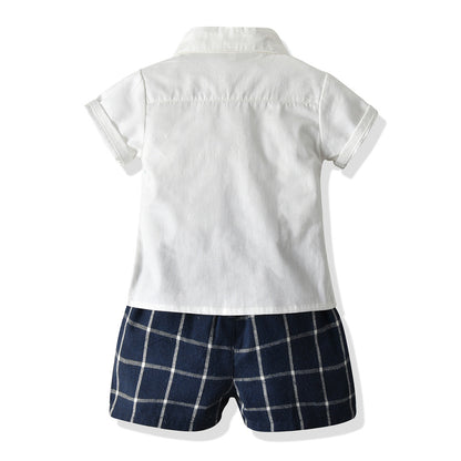 Baby Kids boy plaid shorts party set formal set 2024