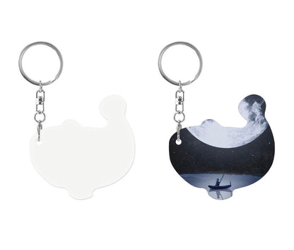 Whale Design Key Ring metal with photos two sides