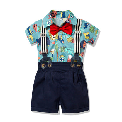 Kids Cat Printed boy party set formal set baby Sale