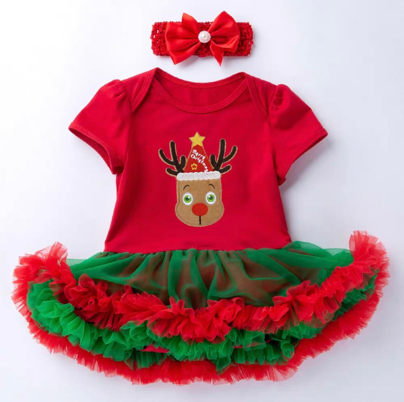 Sale Little Girl Christmas Reindeer Tutu style Set red