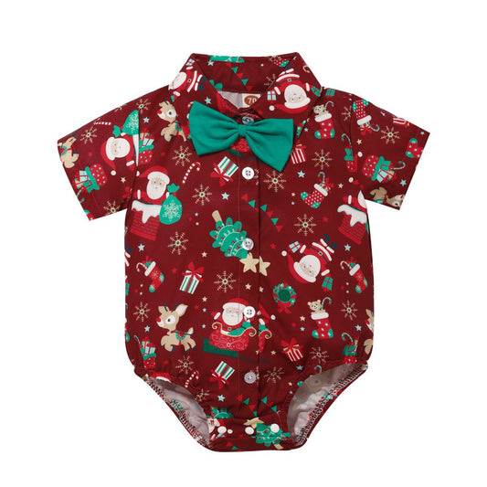 Boys Christmas party bodysuit Red