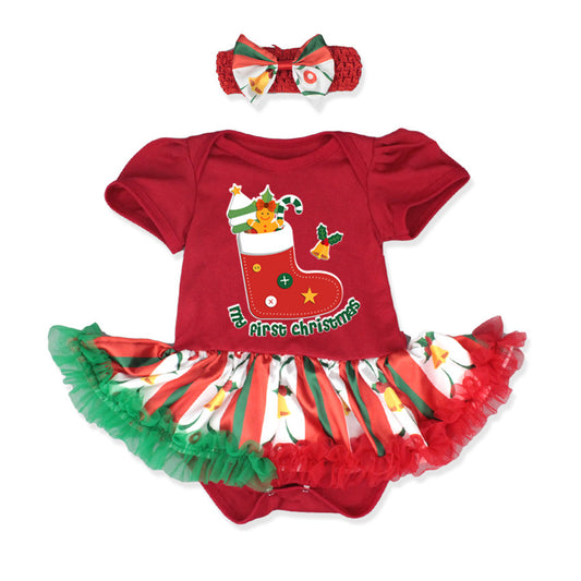 New Little Girl My First Christmas Tutu style Set RED