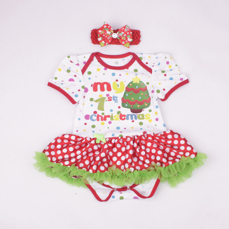 New Little Girl My First Christmas Tutu style Set colorful spots