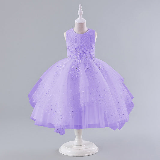 Kids Girl Purple Glitter Fashion Party dress sleeveless