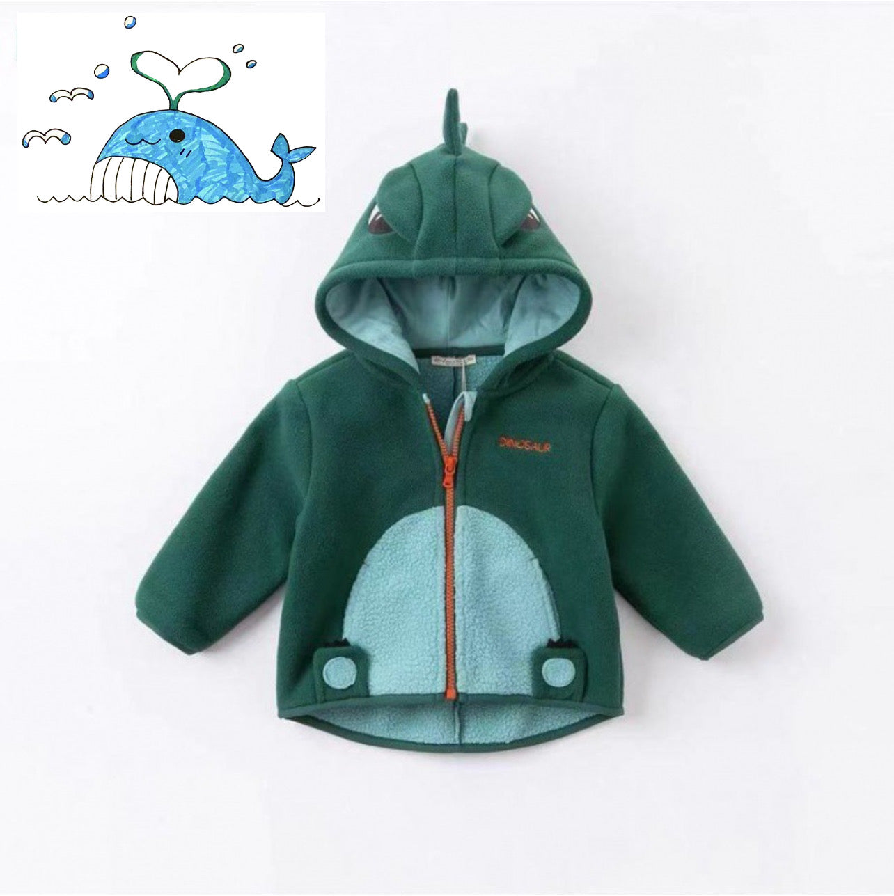 Green Dinosaur winter coat boy girl