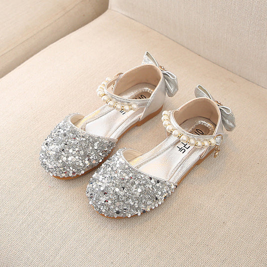 Girls princess Party Shoes casual shoes show dance shoes Sliver