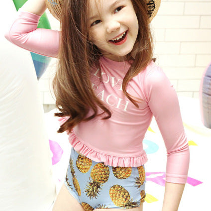 Girl Pineapple swimsuit long-sleeved swimwear