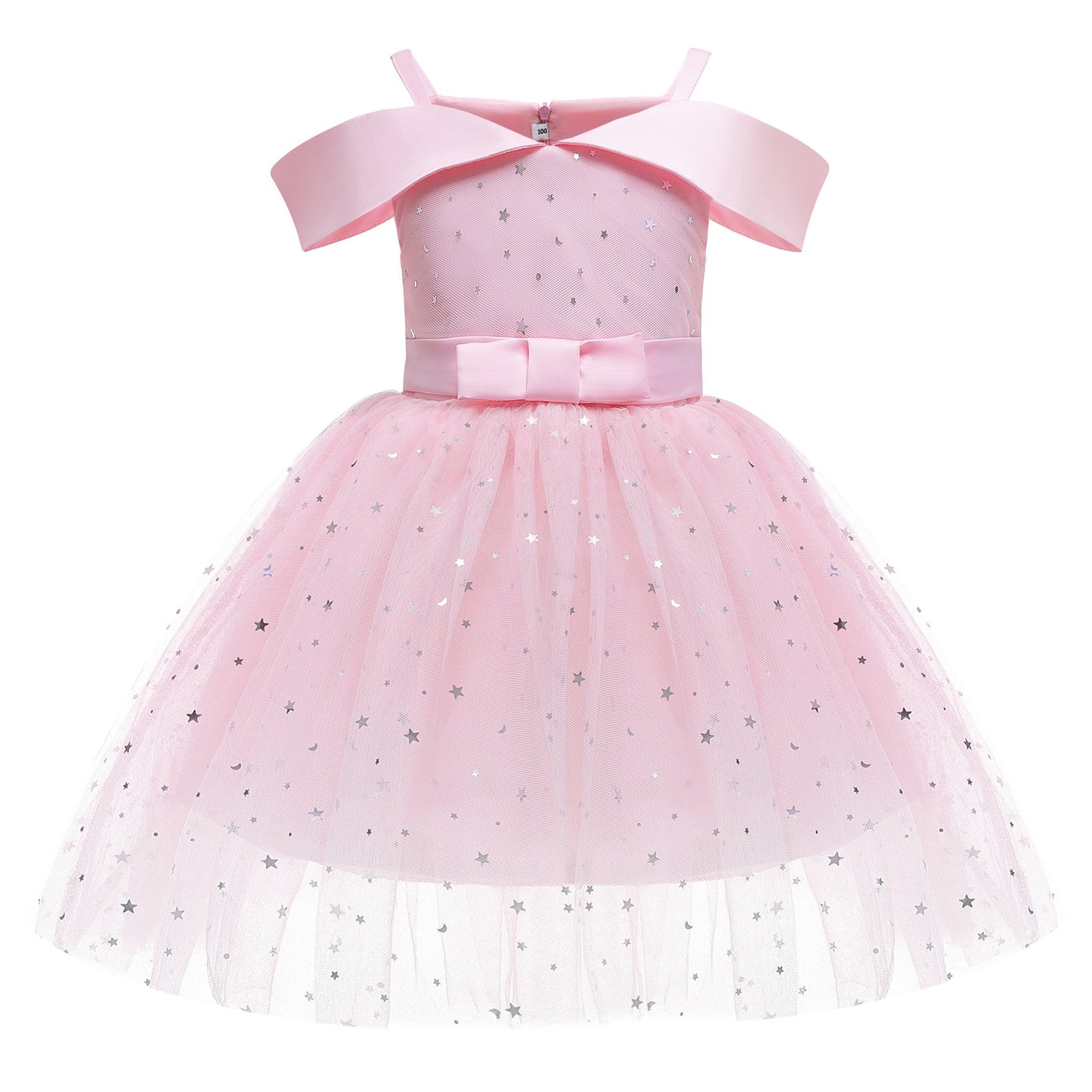 Kids Girl Stars Shining Pink Formal Dress Party Dress