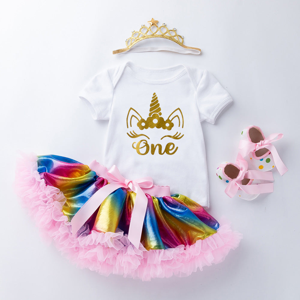 Baby Girl everything is magic fashion rainbow dress petticoat suit Tutu style Sale