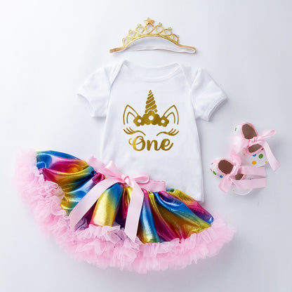 Baby girl one year old birthday Rainbow horse Tutu style Sale