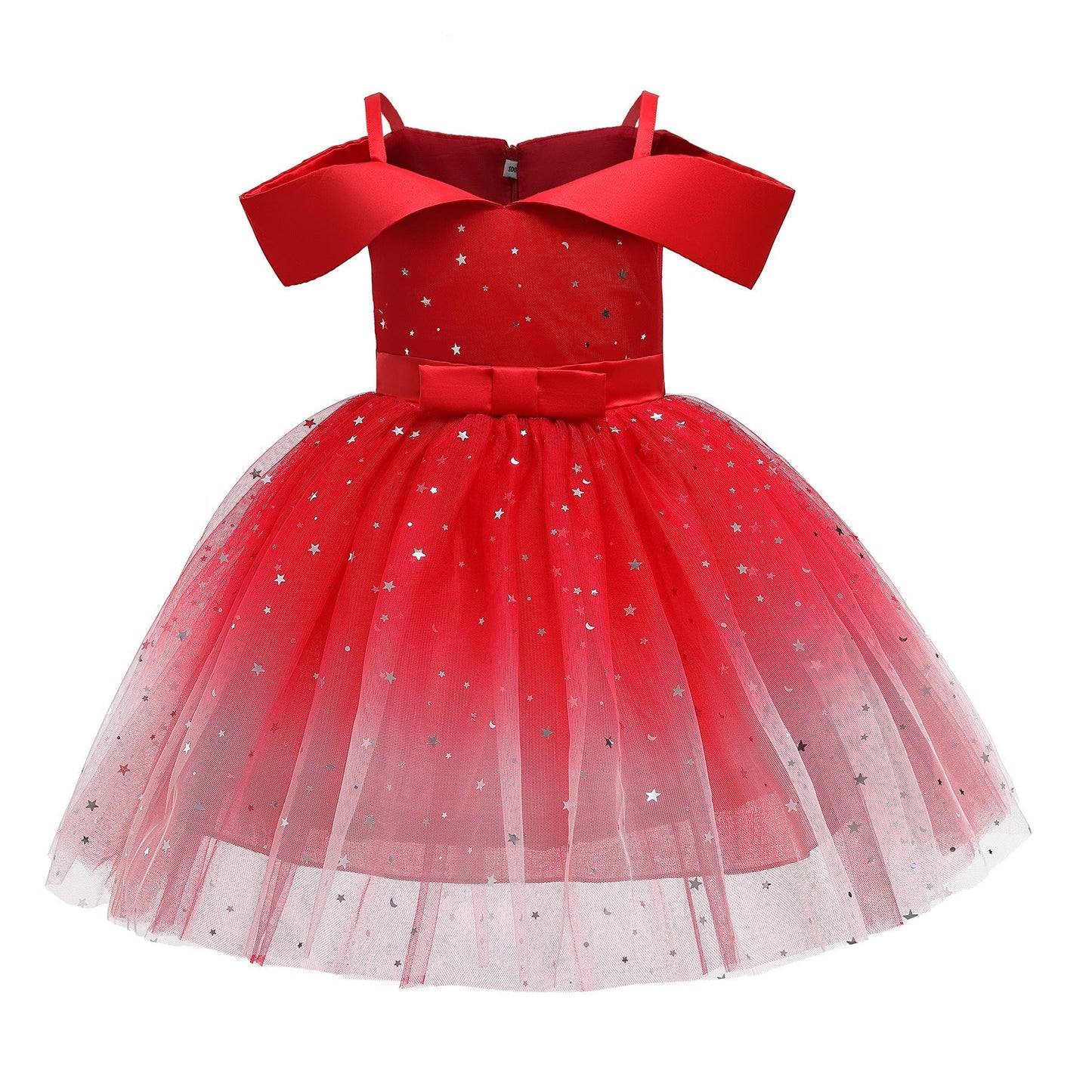 Kids Girl Stars Shining Red Formal Dress Party Dress