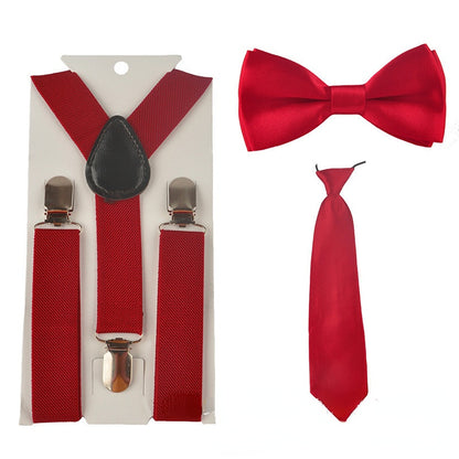 Kids Baby Elastic Suspenders Belt Bow Tie Set