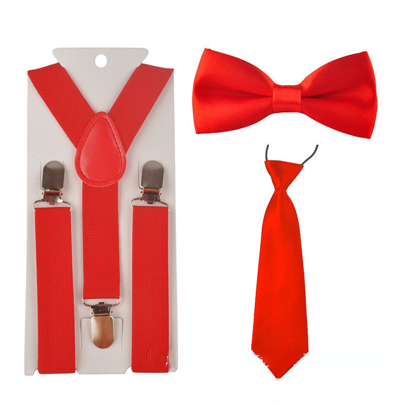 Kids Baby Elastic Suspenders Belt Bow Tie Set