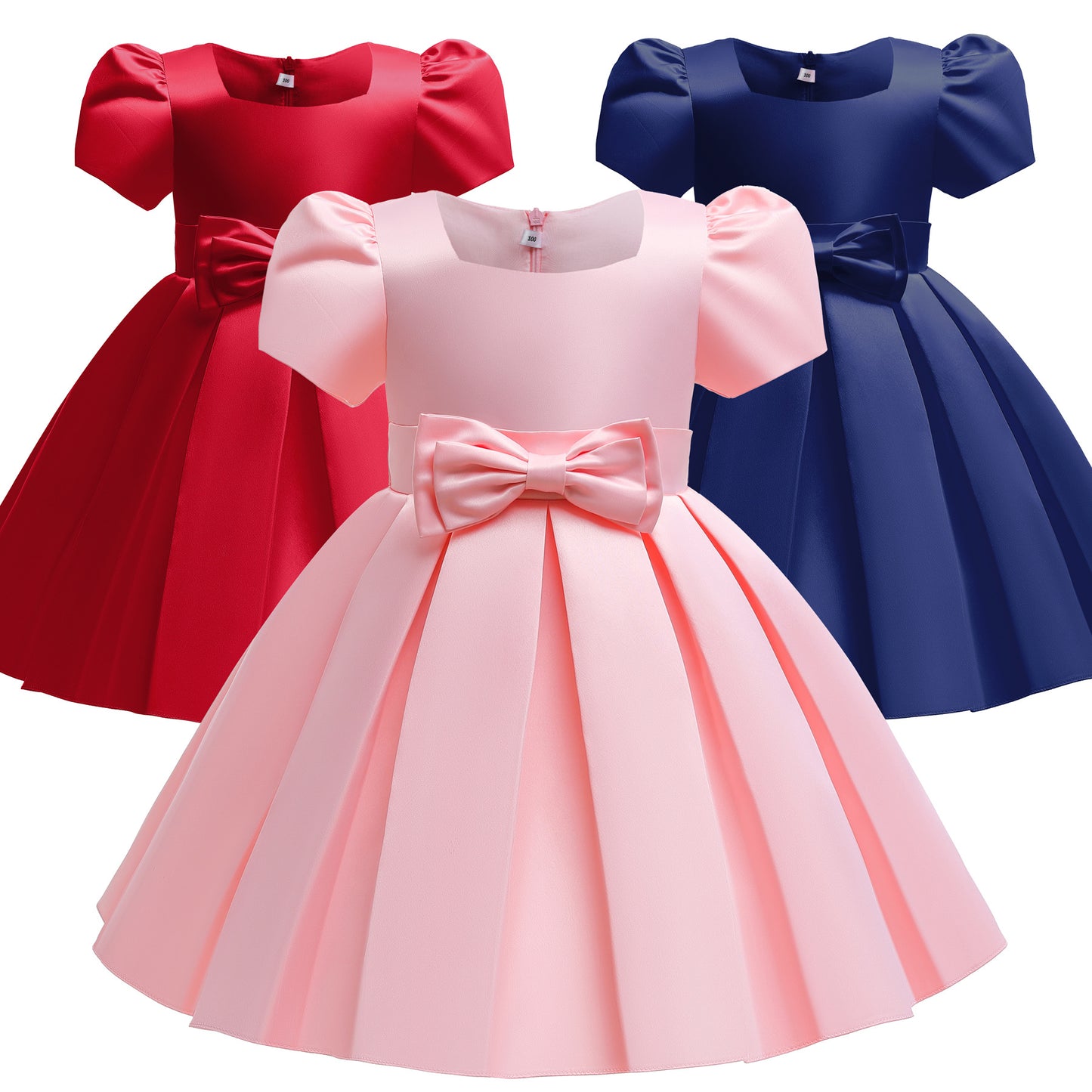 Kids Girl Pink bubble sleeve princess dress party dress formal dress Sale