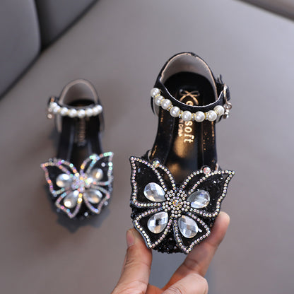 Girls princess Butterfly Shoes casual shoes Party Shoes show dance shoes Silver