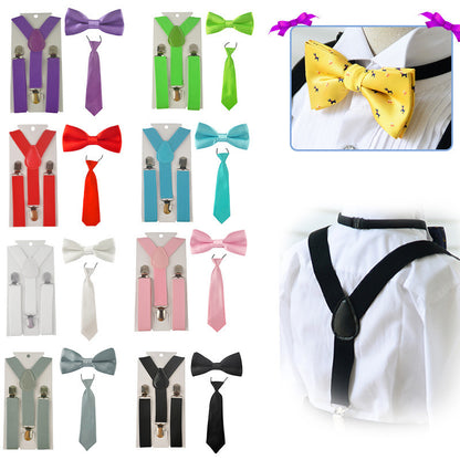 Kids Baby Elastic Suspenders Belt Bow Tie Set