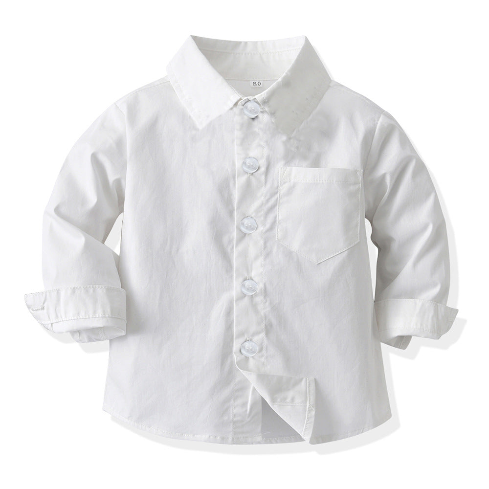 Toddler Kids boy white cotton shirt long sleeve Shirt only Boy Party set