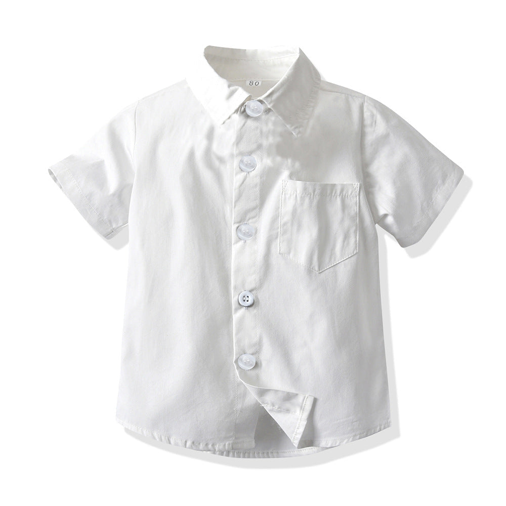 Toddler Kids boy cotton white shirt Only short sleeve Shirt Boy Formal set