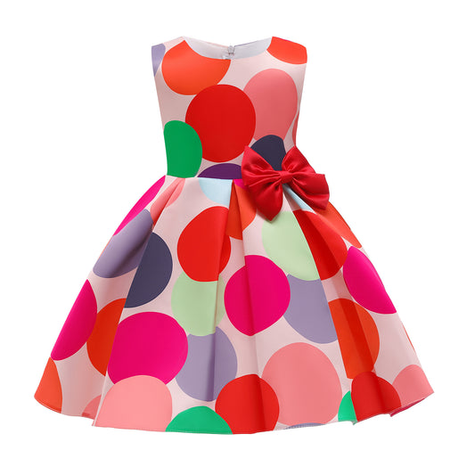 Toddler/ Kids Girl vest skirt polka dot print princess dress party dress Sale